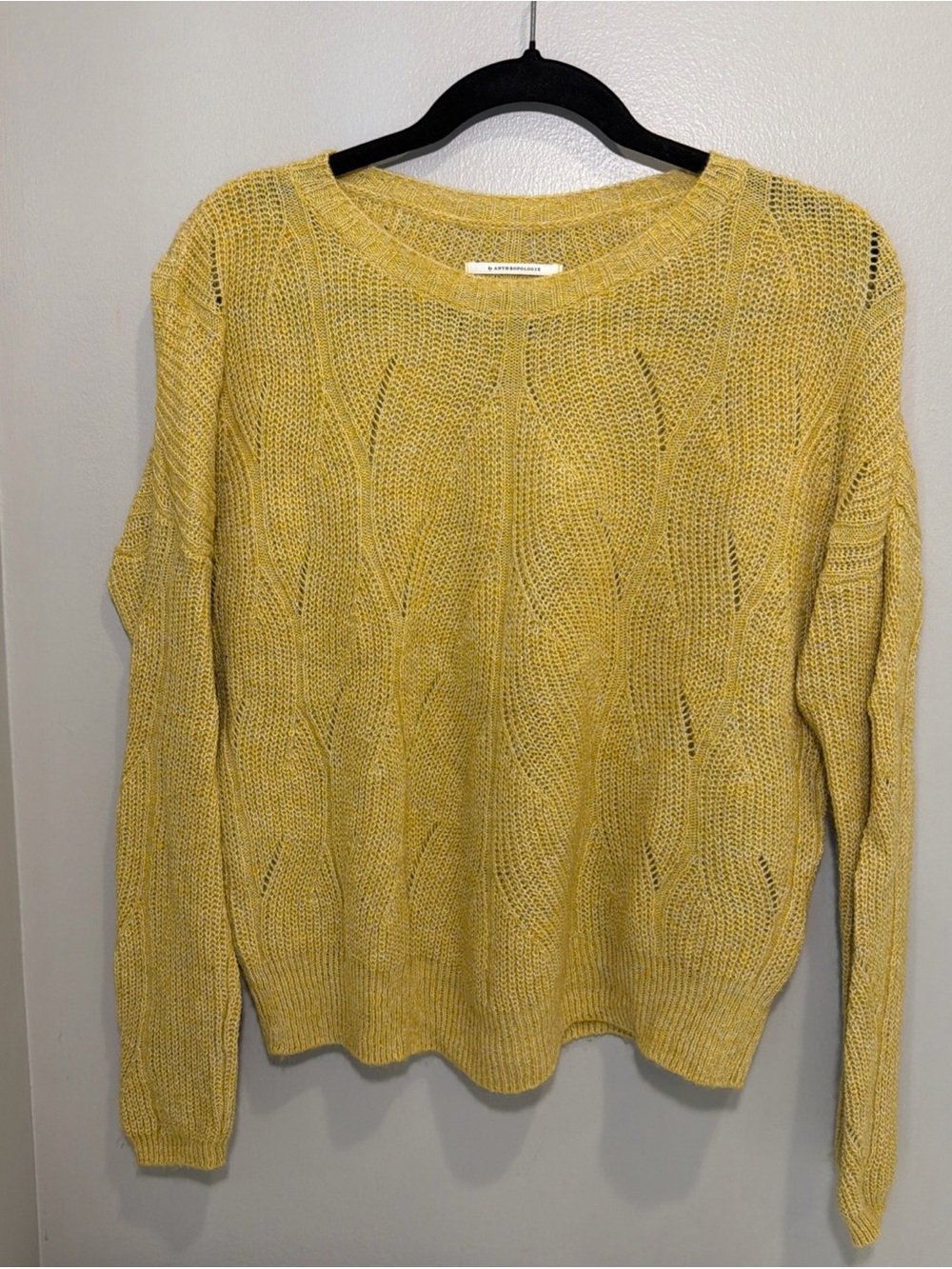 Anthropologie Keely Cable-Knit Sweater in Yellow, Size XS